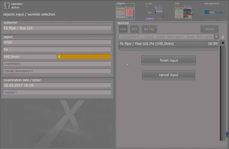OR inspect: Professional acquisition and control software for radiographic testing (RT)