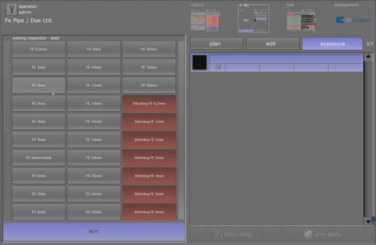 OR inspect: Professional acquisition and control software for radiographic testing (RT)