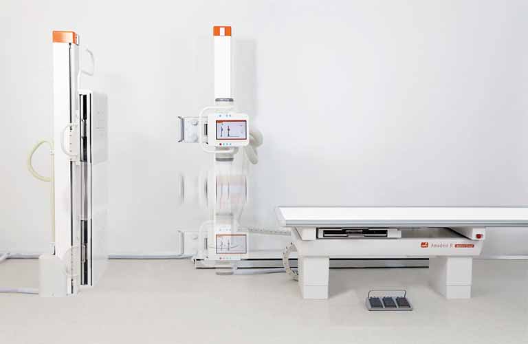 The Amadeo R motorised digital X-ray system requires only a small footprint with full functionality.