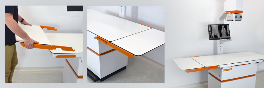 Table extension for the digital veterinary X-ray system Amadeo V mini II