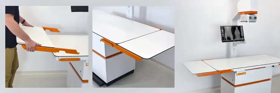 Table extension for the digital veterinary X-ray system Amadeo V mini II