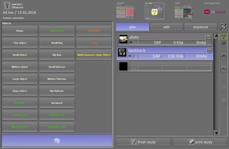 Simple Workflow for aquiring X-ray images to inspect suspicious objects.