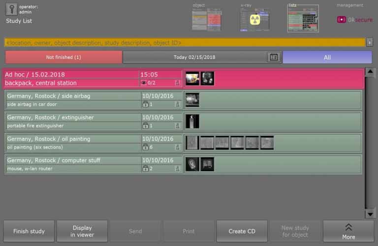 Clear management and archiving of X-ray images of inspected objects