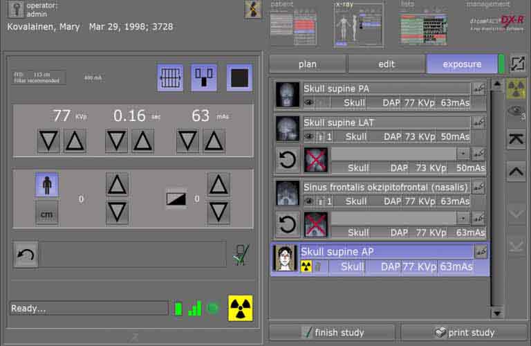 Generator control - X-ray image acquisition and diagnostic software