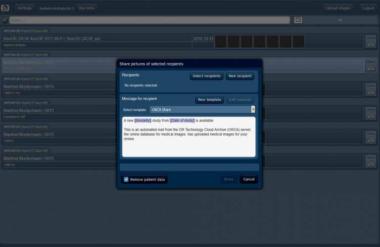 DICOM cloud ORCA screenshot – telemedicine and archiving of medical images, documents and findings