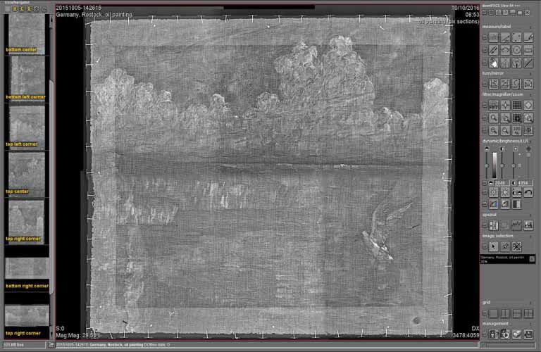 Stitching image (painting) in the DICONDE/DICOM viewing software dicondePACS