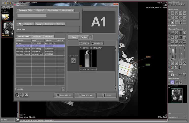 dicondePACS image management system, flexible DICONDE image archive with individually configurable search dialog